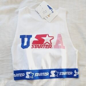 Zara x Starter USA ultra crop tank top size small